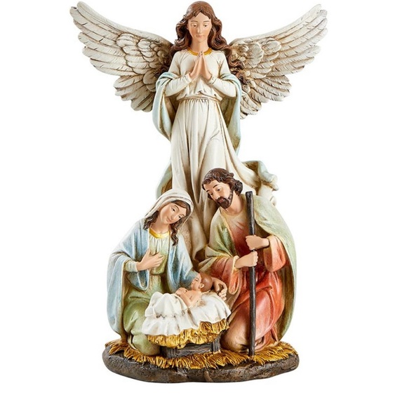 Angel and Holy Family Statue - Picture 1 of 6